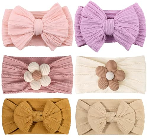 Baby Headbands 6 Pcs Soft Stretchy Headwraps Kids Infants Toddlers Headbands for Girls Hair Accessories - KAMHBE