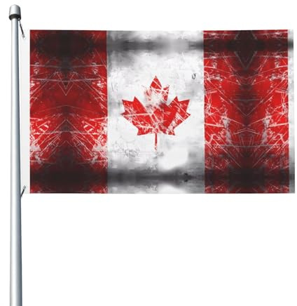 Stampa retrò bandiera Canada bandiera su entrambi i lati 3 x 5FT leggera e resistente al colore con asole Ideale per feste all'aperto e giardini.