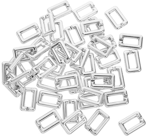 HEALSOPTHY 50 Stück Abs Dekorative Kettenglieder mit Offener Schnalle Silber UV Beschichtet für Taschen und Kleidung Strapazierfähige Schmuckverbinder Vielseitige Ersatzteile