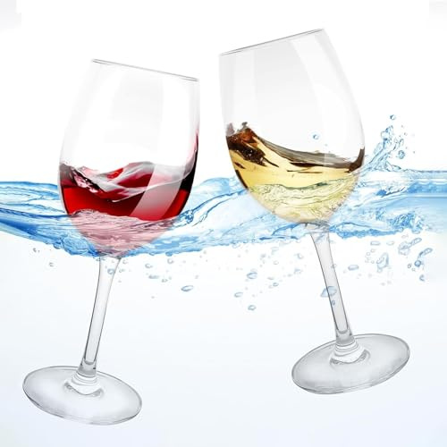 alouweekuky Set di 2 bicchieri da vino galleggianti per piscina, 360 ml, bicchieri da vino in plastica in Tritan, bicchieri da champagne in infrangibili, piscina galleggiante, bicchiere da vino rosso