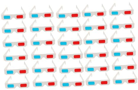 Cabilock 30 Occhiali 3d in Cartone Anaglifi Lenti Rosse, Set da 30 Pezzi Leggeri e Usa e Getta, Occhiali per Film 3d e Video Adatti e Adulti per Esperienza Cinematografica Domestica