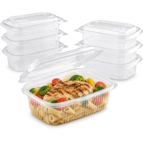 50 Vaschette Microonde + Coperchio a Cerniera, 800 ml - Contenitori Ermetici per Alimenti Caldi/Freddi in Polipropilene, IDEALI: Take Away, Ristorante, Delivery, Utilizzabili in Microonde, Trasparenti