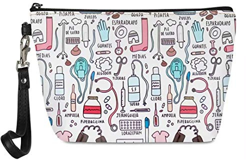 chaqlin Infermiera regalo cosmetica Borsa da viaggio Portatile piccolo sacchetto di trucco da toilette Organizzatore per donna Ragazza PU in pelle