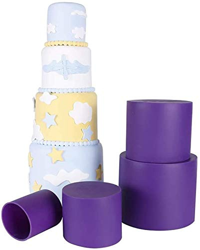 Webake Round Cake Pan Set, Silicone Mold Deep Baking Pans for 4 Tiered Layer Tin, 6 Inch, 5 Inch, 4 Inch, 2-3/4 Inch Wedding Birthday Anniversary, Small and Tall