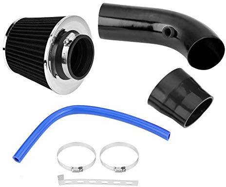 Filtre d'admission d'air froid automatique de voiture avec tuyau d'induction, filtre à air universel d'induction de voiture de 76 mm 3 pouces avec accessoires de tuyau et de montage(Noir carbone)