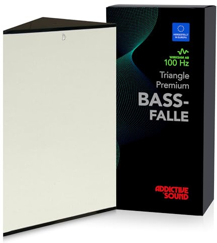 Addictive Sound Bassfalle Ecke Premium 100 cm Bass Trap, Ivory | Freistehend und stapelbar, hochdichte Akustikwolle, nicht brennbarer Kern A1, EU-produziert, 3 Jahre Garantie