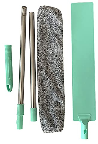 GEQIAN Cepillo de polvo ajustable para mesilla de noche, mango largo, reutilizable, de microfibra, cepillo de barrido