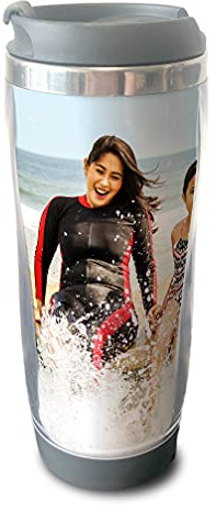 Personalised Custom Thermal Photo Mug Travel Flask (Grey)