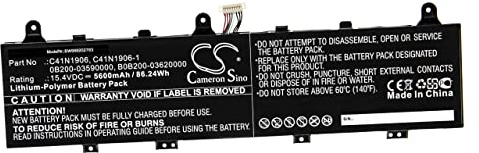 vhbw Replacement Battery compatible with Asus TUF Gaming F15 FX506, Gaming F15 FX506LU Laptop (5600mAh, 15.4V, Li-Polymer)