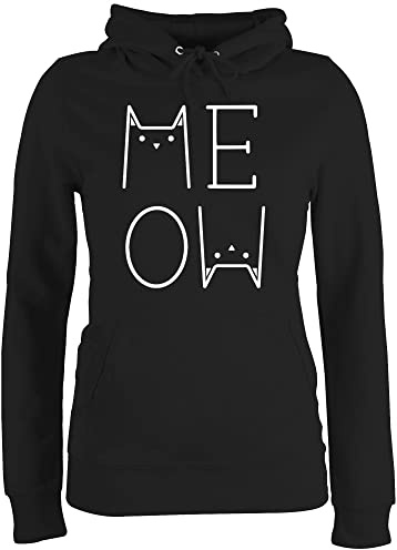 Shirtracer - Pullover Damen Hoodie Frauen - Katzenbesitzer Geschenk Katze - Meow weiß
