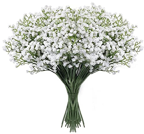 LYLYFAN Babys Breath Artificial Flowers,18 Pcs Gypsophila Faux Flowers for Wedding Party Home Garden Decoration White