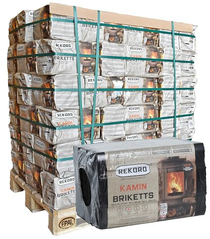 ESTEXO Rekord Kaminbriketts Braunkohlebrikett Braunkohle 900 kg Kamin Brikett Brennholz Öfen (Watt)