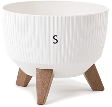 MELTOM Blumentopf Schale mit Füßen Einsatz Kräutertopf Übertopf Pflanzschale Eco Recycled (Weiß, S - 24 cm)