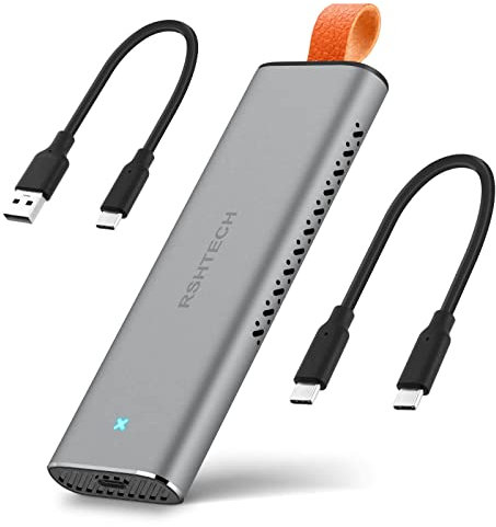 RSHTECH M.2 NVMe SSD Gehäuse Aluminium USB 3.1/3.2 Gen2 10Gbps M2 NVMe Gehäuse-Adapter Externe Thunderbolt 3 Festplattengehäuse für NVMe PCIe und SATA M-Key(B+M Key), UASP &Trim, Werkzeuglos, RSH-328