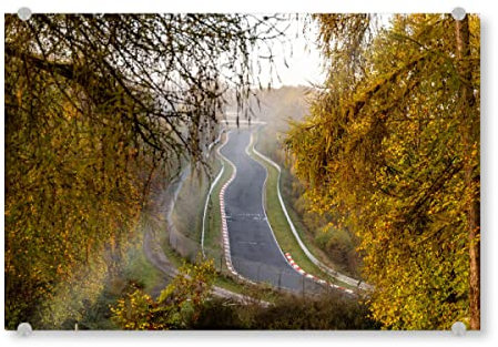 artboxONE Acrylglasbild 150x100 cm Sport/Motorsport Rennstrecke durch den Wald - Bild nürburgring bunt Herbst