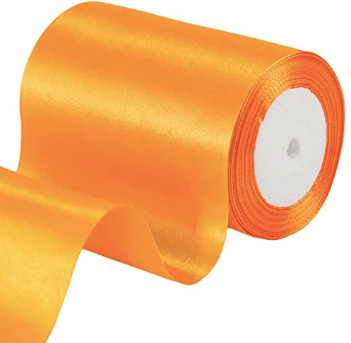 POPOYU 23m Geschenkband Orange Breit,Satinband 10cm Breit,Geschenk Schleife XXL,Breites Band Orange,Riesen Geschenkschleife,Geschenkschleife Auto xxl für Verpacken von Geschenken Weihnachten
