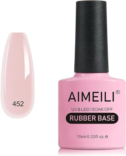 AIMEILI Rubber Base Gel Soak Off UV LED Rubber Base Coat Nägel Unterlack Gel Nagellack Maniküre 10ml (452)