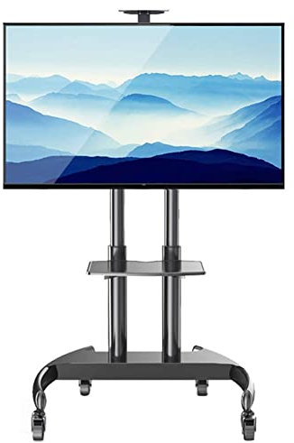 GGZONE Meuble TV Mobile Universel avec étagères, Chariot TV 32-70 Pouces sur Roues pour Écrans Plats LCD Incurvés LED OLED, Charge 165 Lbs (Noir) Beautiful Scenery