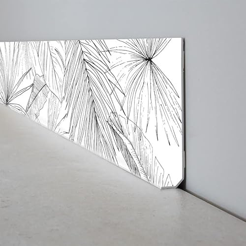 99 Déco - 25 Plinthes Murales PVC Adhésives Blanches et noires Floral Lamnär 200 x 8 cm - 2 Mètres Chacunes (50 Mètres au Total) - Pose Facile sans Colle - Résistantes à l'Humidité - Made in France