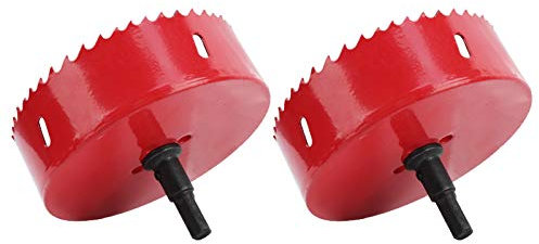 2 Sets Hole Saw Cutter+Drill Bit,M42 High Speed Steel,with Quick-Release Spring,Fast Cut Clean, and Precise Holes Through Wood Panels,Acrylic,Aluminum Gussets,Etc (105mm)