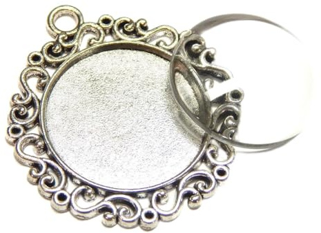 8 Teile 4 Stück Charm Leere Lünette Tablett Medaillons Metall Anhänger Fassungen Schmuck Runde 4 Stück Klar Glas Cabochon Bastelset