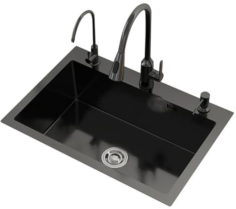 Küchenspüle Aus Edelstahl Mit Komplettem Zubehör Einzelner Steckplatz In Mehreren Größen Einbauwaschbecken Auf Der Arbeitsplatte Handwaschbecken Für Das Restaurant Zu Hause (S : 50x45x21cm)