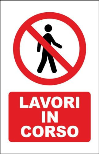 M-ITALY CARTELLO SEGNALETICO - LAVORI IN CORSO - Adesivo Extra Resistente, Pannello in Forex, Pannello In Alluminio (30x42, Alluminio)