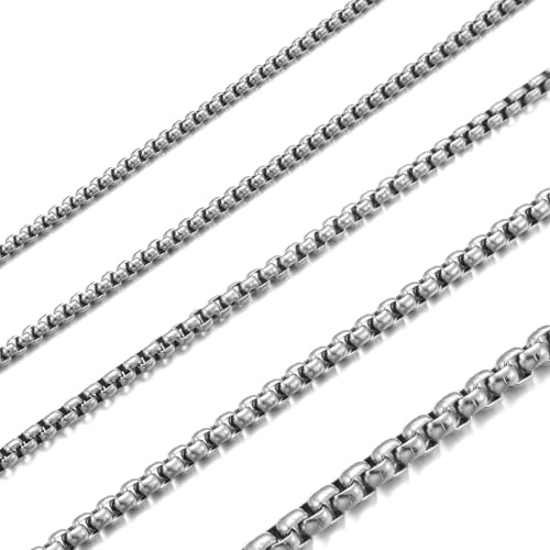 HSWUFCJY Collier Homme Chaine Acier Inoxydable Or/Argent/Noir Chaine Acier Inoxydable Femme Largeur 2-4 mm Boîte Chaîne Lien Collier Longueur 45-70 cm