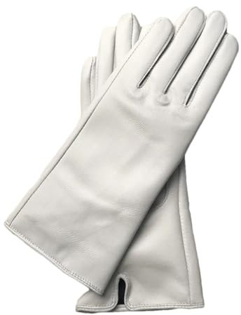 Lederhandschuhe für Damen, dünnes Rayon-Futter, Herren-Schaffell-Handschuh zum Autofahren, weiß, 42