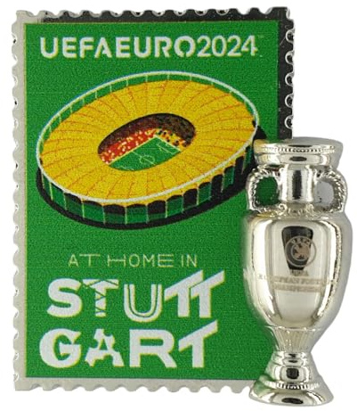 UEFA AMBALLCOM | Miniaturnachbildung Euro 2024 Cups | Anhänger der Gastgeberstadt | 23x31mm | Papierkarte | Geschenk für Fußballfans (Stuttgart)