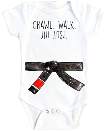 NOFO VIBES Crawl Walk Brazilian Jiu Jitsu - Baby Boys Girls Clothes Infant Romper Bodysuit One-Piece Funny Cute born Infant Outfit (Size: 0-3M Short Sleeve)