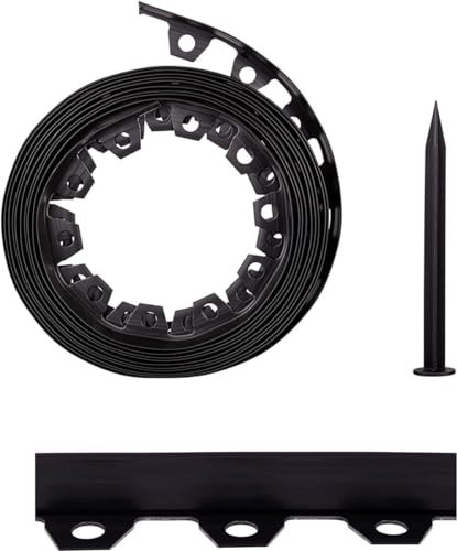 GXQFF Cortenstahl Rasenkante,Flexible Rasenkante Aus Kunststoff Länge Mit 30 Erdanker, Beeteinfassung Beetumrandung Beetbegrenzung Mähkante Pflastersteine Palisade-Black Schwarz||10cm*10m
