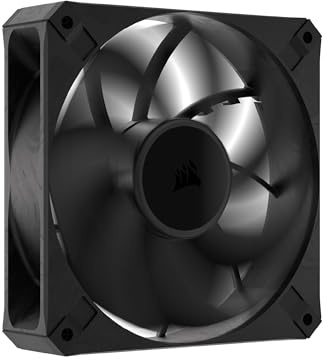 CORSAIR RS120 MAX 120-mm-PWM-Dicker-Lüfter – Hoher Statischer Druck – Flüssigkristallpolymer-Konstruktion – Einzelpackung – Schwarz