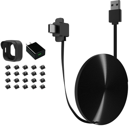 Cavo di alimentazione e adattatore, 8 m, adattatore da parete, compatibile con Blink Outdoor 4 (4a generazione), resistente alle intemperie, cavo di ricarica piatto per fotocamera lampeggiante (non