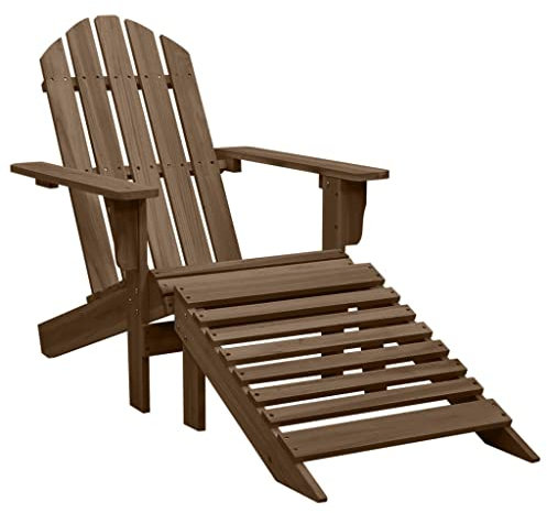 Generisch Gartensessel, mit Fußhocker, braun, 70 x 153 x 88 cm, aus Hartholz und Kiefernholz, Gartenstuhl, Balkon, Terrasse, Loungesessel, Loungesessel