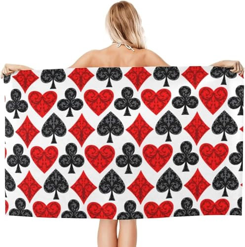 Latwerio Strandtuch Kartenspielen, 3D Handtuch Kartenspielen Badetücher, Absorbierendem Strandtuch Mikrofaser Weich Badetuch für Camping Fitnessstudio Reise Strandhandtuch 80x160 cm s3925