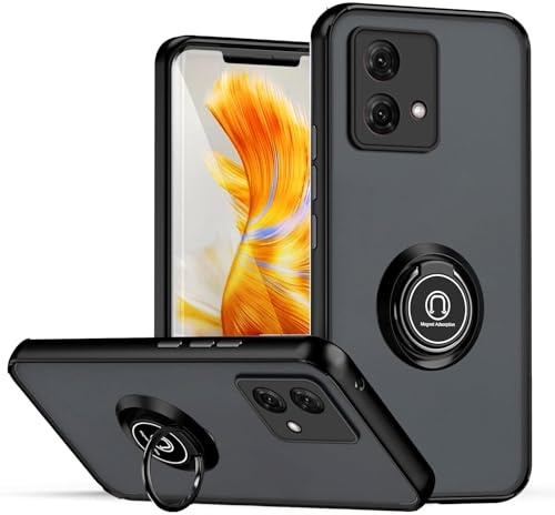 JNERBUYI Funda Protectora para Motorola Moto G84 5G con Anillo, Carcasa con Magnético Anillo de 360°, Función de Soporte, Carcasa Resistente Anticaída. Negro