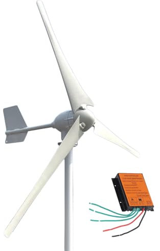 KX-ENERGIE Windkraftanlage 1500W 24V 48V Windturbine Horizontale mit MPPT Laderegler 3 Phase AC Horizontaler Windgenerator Für Home bauernhof 3 Nylon Blätter (24, Volt)