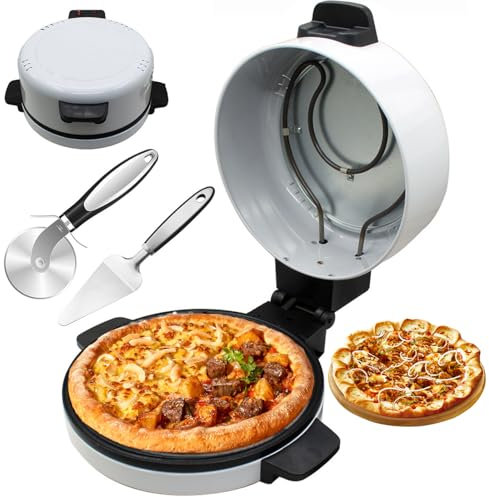 Pizza Maker De 12 Pulgadas, Horno De Pizza Eléctrico De 2000 W con 2 Accesorios, Superficie Antiadherente, Elementos Calefactores Dobles, Horno De Pizza Interior Calentamiento Rápido