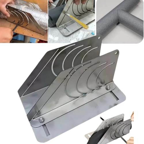 Precision 45° Rubber Insulation Pipe Cutter, Foam Pipe Cutter Tool 4 in 1 Tube Lagger Cutter, Adjustable Size Cutting Fixture, Multi-Function Pipe Cutting Guide for Pipes Diameters 60-90mm