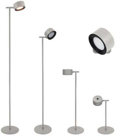 MeLiTec LED-Stehlampe ST55-2 beige, 3-stufig dimmbar, höhenverstellbar als Stehleuchte für Wohnzimmer oder Schreibtischlampe, Akkubetrieb 12h, Magnetkopf & Wandhalterung, warmweiß (2700K), USB-C