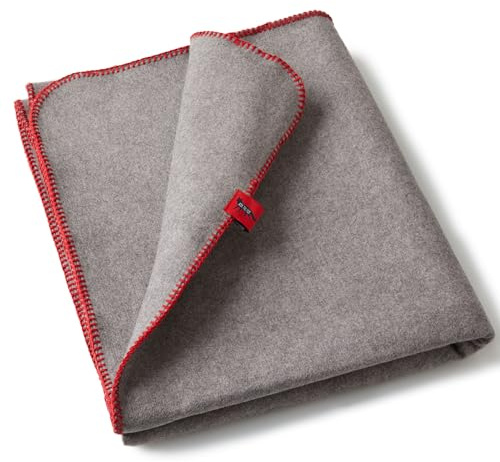 Cosy Fox | Multifunktionale Premium Feuerschutz- und Feuerlöschdecke mit Kuschelfaktor - Erstmaßnahme gegen Entstehungsbrände | 160x200cm (Grey-Red)