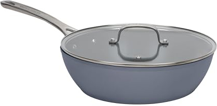 Laura Ashley Sartén para Saltear de 28 cm con Tapa – Sartén Honda de Aluminio sin PFOA/PFAS, con Revestimiento Antiadherente, Compatible con Todo Tipo de Cocinas, Apto para Horno y Lavavajillas