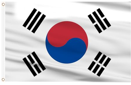 AhfuLife 1PCS Corea Bandiera da 150x 90cm Grande Bandiera della Corea, Doppio Lato con Occhielli in Ottone, per Coppa del Mondo, Eventi di Calcio, Giardini Esterni e Festa