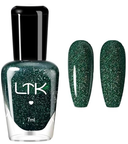 Green nail Varnish - Glitter & Long-Lasting Polish - Chip-Resistant, Rapid-Dry, Shiny Nail Art
