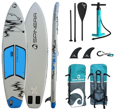 Spinera Light SUP Komplettset – Aufblasbares Stand Up Paddle Board 3 Größen 10.6 | 11.2 | 11.8 Ultraleicht & stabil – inkl. Paddel, Pumpe & Rucksack