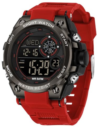 GBB Orologi da uomo impermeabili per lo sport, orologi militari digitali da uomo, con sveglia/cronometro, retroilluminazione a LED, orologio casual da uomo