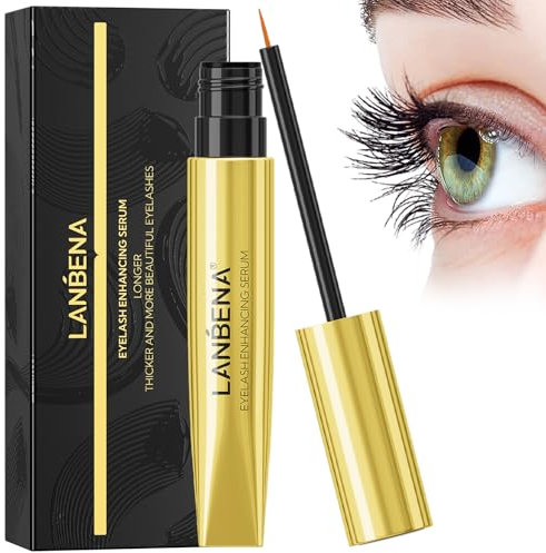 LANBENA Eyelash Growth Serum - Eye Lash Enhancing Serum Natural Nourishment for Fuller, Longer Lashes & Defined Brows | 3mL/0.10 fl oz - Cold-Pressed Formula, Vegan & Cruelty-Free