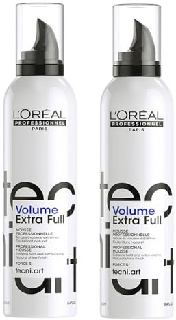 L'Oréal Professionnel, Styling Mousse Volume Extra Fell, Stärke 5, Halt & Volumen ab der Wurzel, glänzendes & natürliches Finish, beschwert die Fasern nicht, Tecni Art 250 ml – 2 Stück