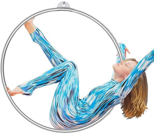 Generisch Edelstahl-Reifen, Yoga-Reifen, professionelles Zirkus-Fitness-Aerial-Hoop-Kit, Hängeringe für Akrobatik-Ausrüstung für zu Hause, Yoga-Tanz-Sling-Kit, 90 cm